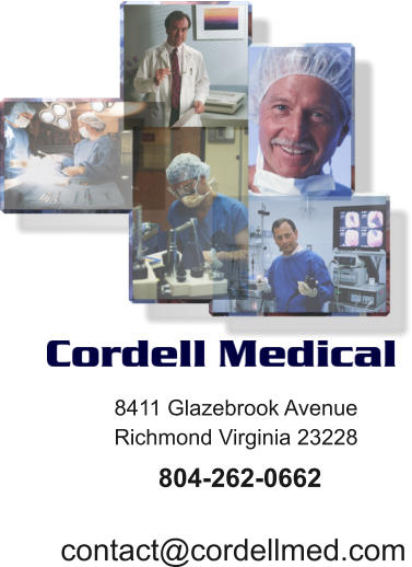 contact@cordellmed.com 8411 Glazebrook Avenue  Richmond Virginia 23228  804-262-0662